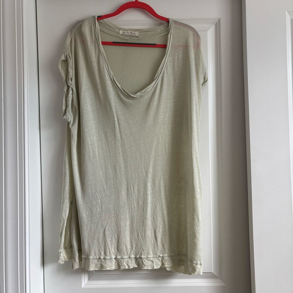 We The Free Ponderosa Tee Sz M Linen Blend Lounge Green